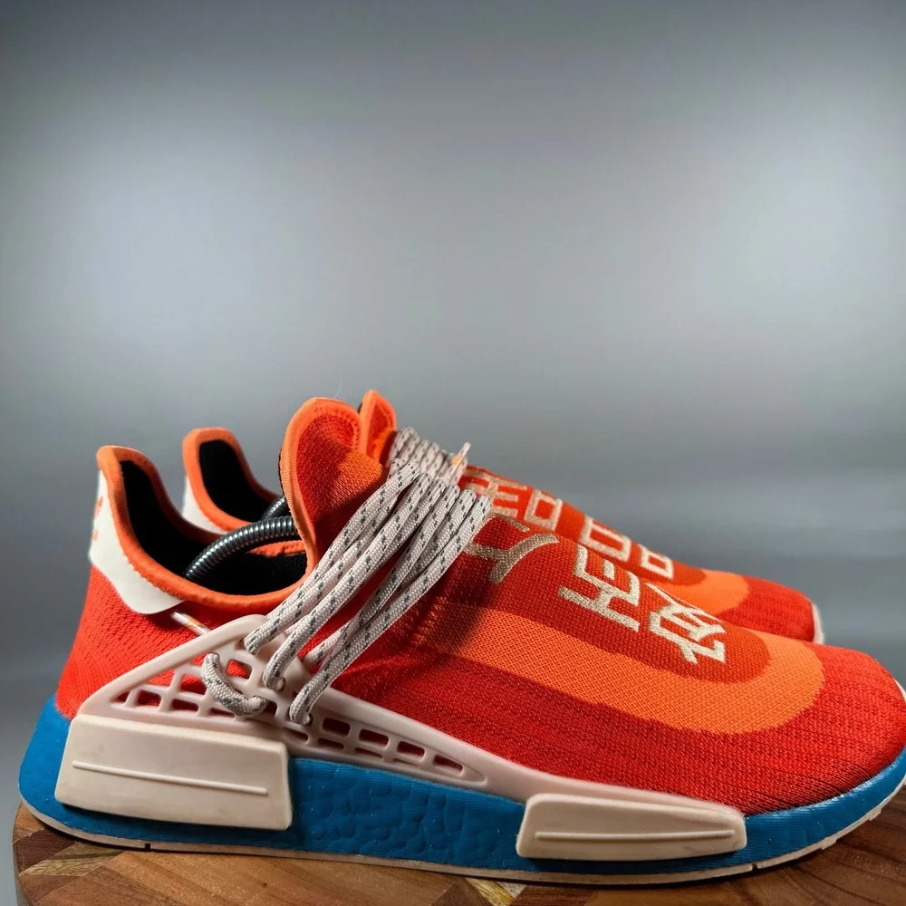 Adidas Pharrell Williams NMD Human Race Orange Bright Cyan H67401 Mens 12